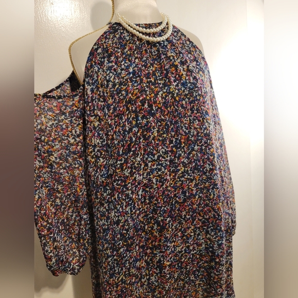 1. STATE Multicolored Print Chiffon Cold Shoulder Dress - Picture 5 of 13